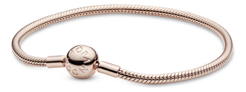 Brazalete Con Broche Pandora Cubierto En Oro Rosa De 14k Talla 17 cm