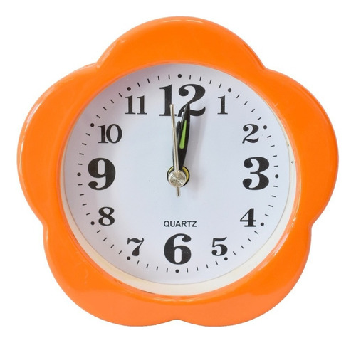 Reloj Despertador Flor 10 Cm X 10 Cm X 3.5 Color Naranja