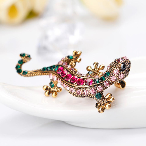 2 Rhinestone Camaleón Animal Broche Pin De Solapa Joyería