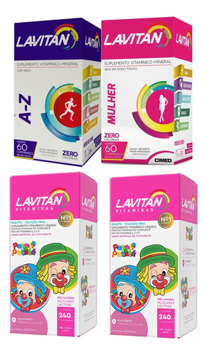 Kit De 4 Vitaminas Lavitan  Hombres , Mujeres Y Niños 