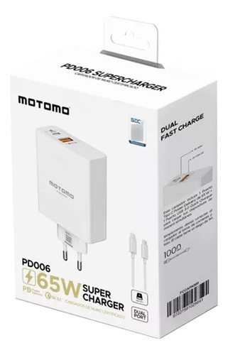 Imagen 2 de 2 de Cargador Con Cable Tipo C 65w Doble Puerto