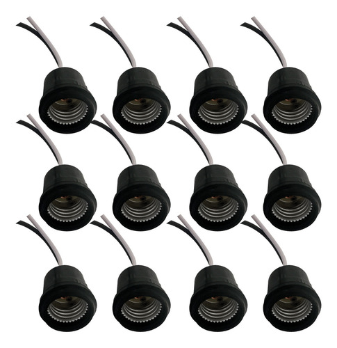 Portalamparas Socket De Intemperie E26 De Hule Con-x 12 Pzs