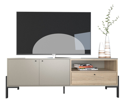 Mueble Rack Mesa Modular De Tv Nórdico Melamina - Metalwood 