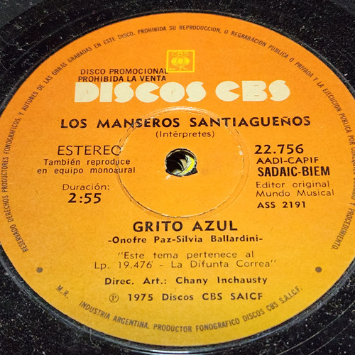 Simple Los Manseros Santiagueños Discos Cbs C9