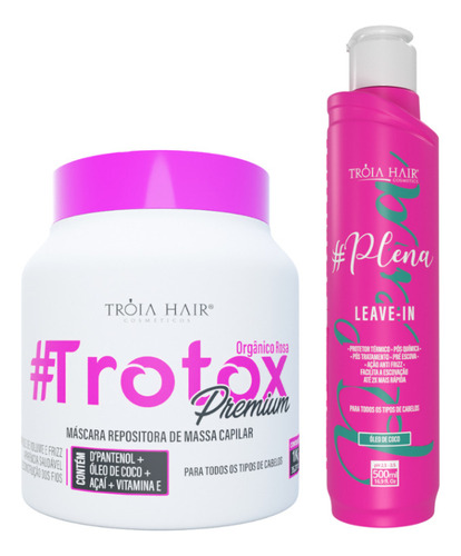 Trotox Orgânico Rosa 1kg + Leave-in Plena 500ml Tróia Hair