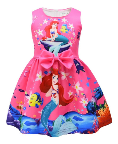 Vestido De Princesa Sirena Con Dibujos Animados Para Niñas Ariel Cosplay Fiesta De Cumpleaños Halloween