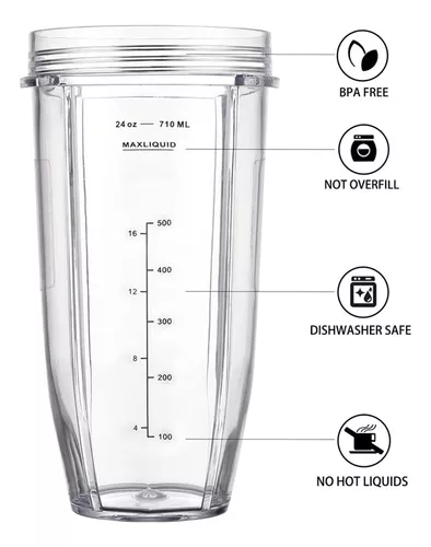 Vaso de repuesto de 24Oz, contenedor de vaso de licuadora apto para  accesorios de licuadora Nutri Ninja de 1000W Wobythan