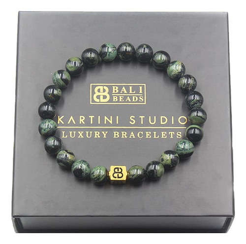 Jade Verde Oscuro Y Brazalete De Oro De 22 Quilates, Pulsera