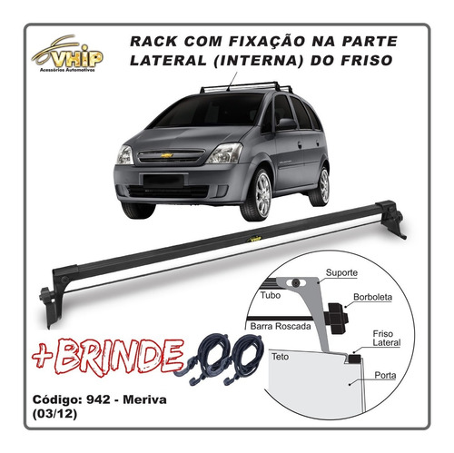 Rack De Teto Bagageiro Travessa Meriva 4 Portar