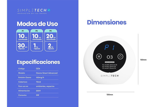 Imagen 3 de 7 de Ozonizador Aire Domestico Ambientes 6 Cuotas Sin Interés