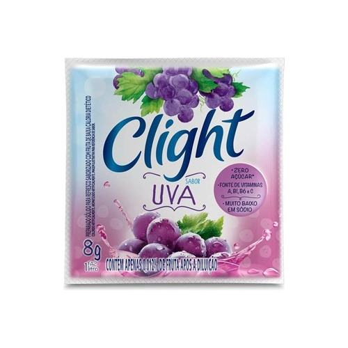 10 Suco Em Pó Zero Açúcar Vitaminas Uva 8g Clight