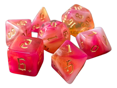 2 X 7x Dados Poliédricos De Doble Color D6 D4 D8 Rosa