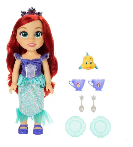Muñeca Sirenita Princesa Ariel Sirena Y Pez Flounder Disney