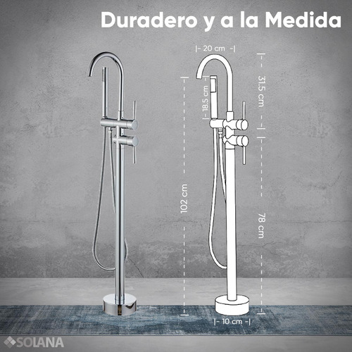 Solana Kit Bañera Estilo Vintage 170x80x75 Cm De Acrilico Solido Blanco Con Grifo Independiente Cuello Cisne Color Plata / Bañera Ovalada Slim Blanca Con Patas De Acero