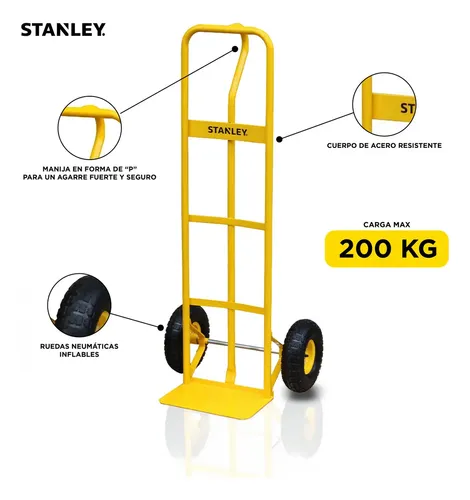 Carro Carreta Zorra Mano Stanley Carga 200kg Acero Manual