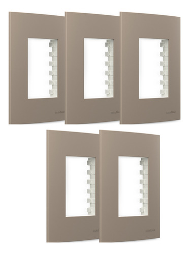 Kit 5 Placa Com Suporte 4x2 3 Postos Sleek Argila Margirius