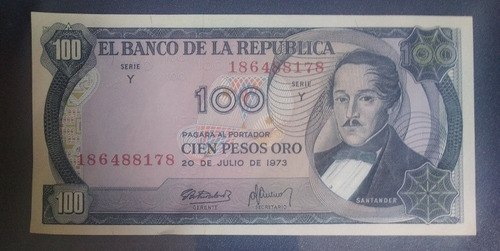 Billete De 100 Pesos Año 1973, Estado Muy Bueno 