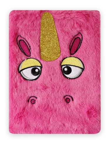 Libreta Cuaderno De Peluche Unicornio De Raya Pasta Dura