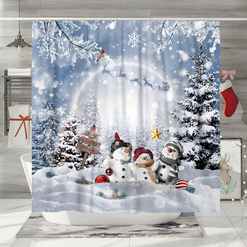 Cortinas De Ducha De Navidad Para Baño, Diseño De Pino Para 