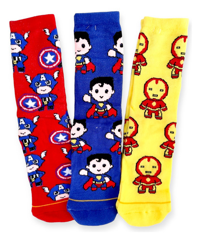 Calcetas Superman, Iron Man, Capitán América