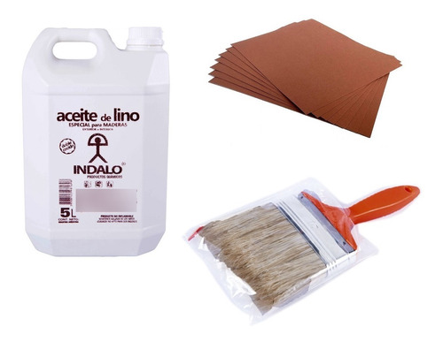 Combo Protección Maderas Aceite Lino + Pinceleta + Lijas