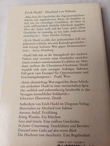 Abschied Von Sidonie Erich Hackl (en Alemán)