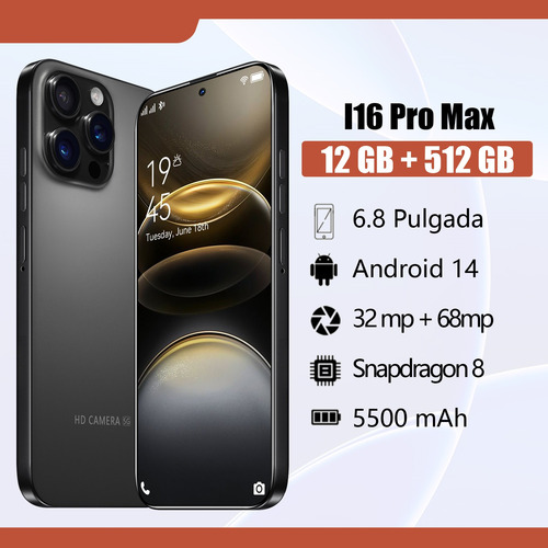 2025 El Más Popular Teléfono Inteligente I16 Pro Max Desbloquea Dual Sim 12gb Ram 512gb Rom Smartphone Android 14 5g Wifi Más Barato Celular