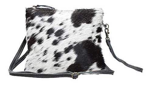 Bolsa De Piel De Vaca Para Mujer, Color Blanco Y Negro