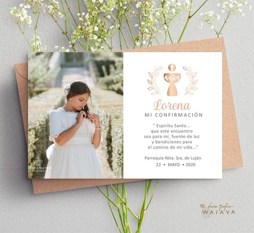 Imagen 3 de 3 de Estampas Nenas Confirmación 11 X 7 Cm Horiz C/foto X 3u