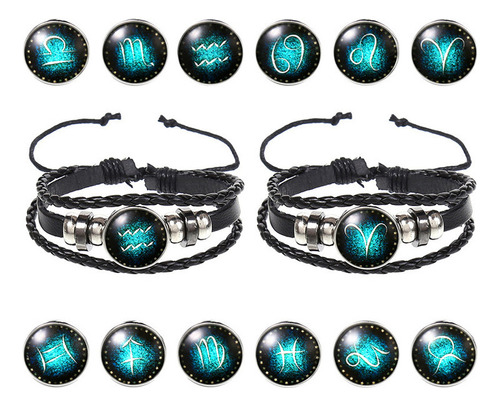 Pulsera Estrella Tejida Vintage 12 Signos Del Zodiaco