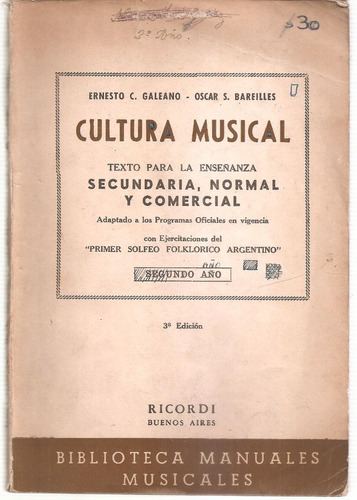 Cultura Musical Segundo Año Galeano Bareilles Ricordi