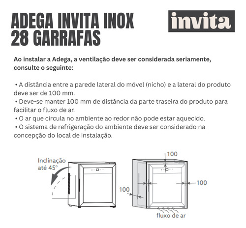Adega Invita Inox 28 Garrafas Freestanding Bivolt
