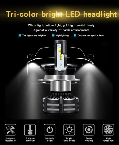 Kit De Faróis Led Tricolor 9004 3000k 4300k 6000k N