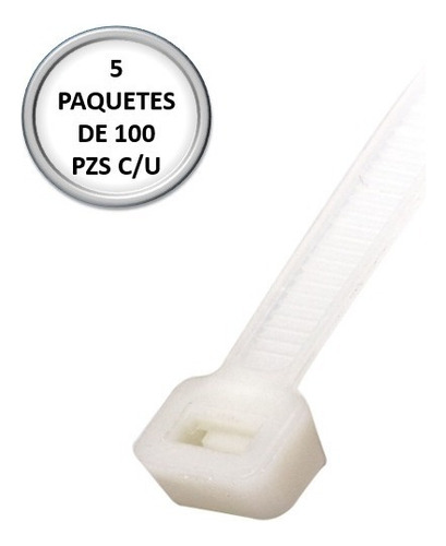 5 Paquetes De Cincho Plastico Blanco 3.6 X 150mm P