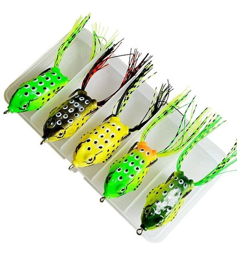 Kit Com 5 Isca Artificial Sapo Frog Anti Enrosco Para Traira