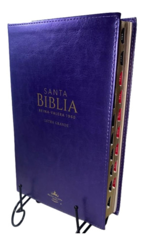 Biblia Rv1960 Letra Grande 12 Puntos Piel Lila Con Índice