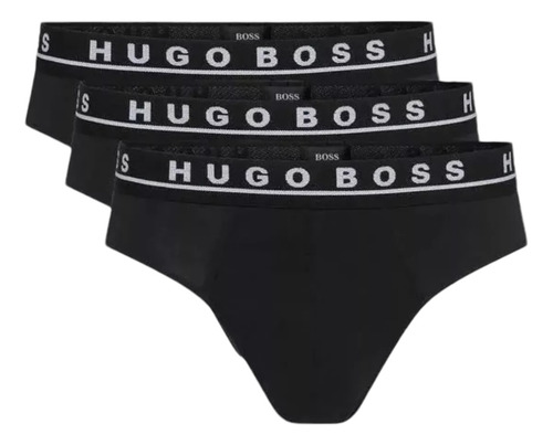 Trusa Hugo Boss De Algodón 3 Pack Negro - Original