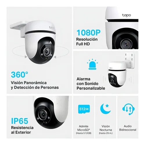 Cámara Seguridad Exterior TP-link TAPO C500 FHD PTZ con seguimiento Color Blanco