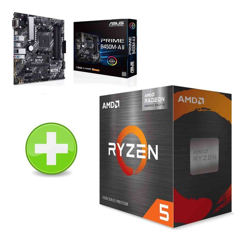 Imagen 1 de 10 de Combo Board Asus Prime B450m-a Ii + Amd Ryzen 5 5600g