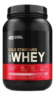 Suplemento en polvo Optimum Nutrition Proteína Gold Standard 100% Whey proteína sabor delicious strawberry en pote de 907g