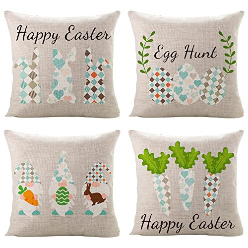 4 Fundas De Almohada De Pascua Conejos Y Huevos De Pasc...