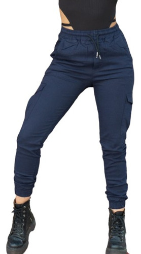 Pantalón Mujer Jogger Cargo Gabardina Elastizada V. Colores