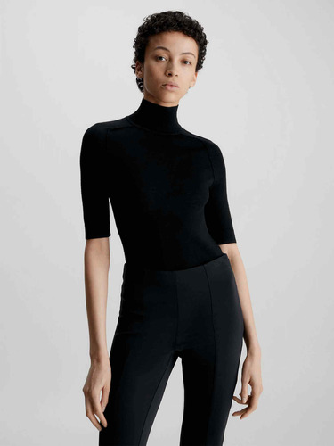 Body Negro De Lana Merino Para Mujer Calvin Klein