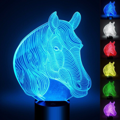 Lampara Led 3d Mesa Caballo Holograma Ilusion Dd-118 Niños