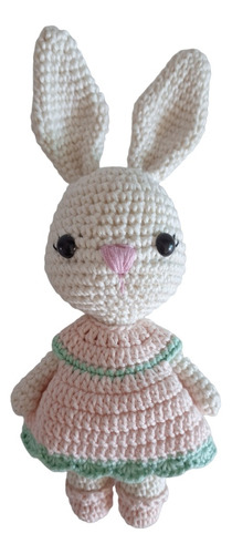 Coelhinha Com Vestido Rosa Claro Em Amigurumi - CrochĂȘ