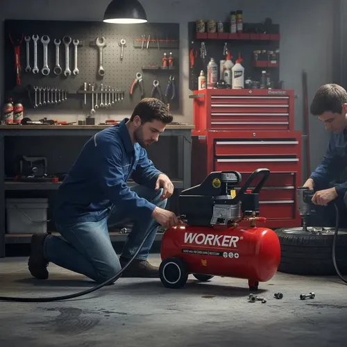 Compressor de Ar Worker 50L 2HP 120 PSI Monofásico Vermelho