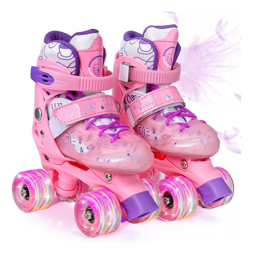 Patines De 4 Ruedas Ajustable Niños Niñas Con Luces Bolsa