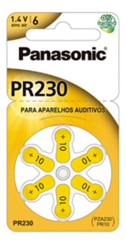 Bateria Auditiva Zinco Air Panasonic Pr230 Blister Com 6 Uni