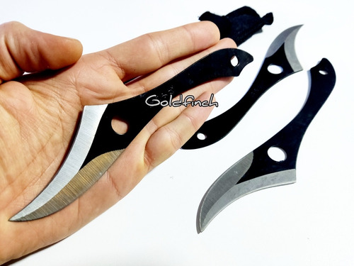Set Cuchillo Lanzador Kunai X 3 Naruto Blade Black Negro   