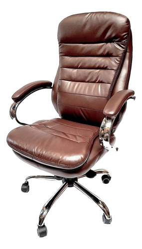 Silla de escritorio American Mesh 13010 synchro ergonómica  marrón con tapizado de cuero sintético